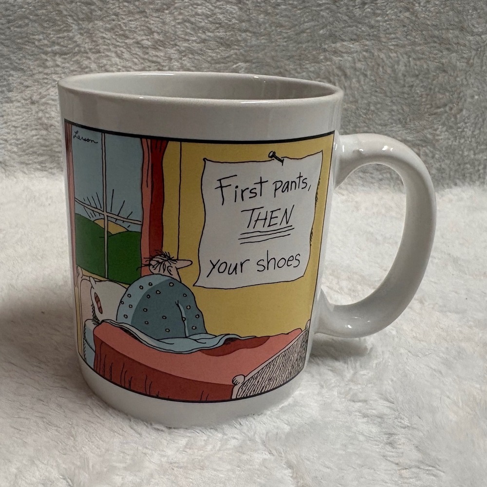 Vintage 1983 The Far Side Gary Larson Mug First Pants Then Your Shoes Comic OZ